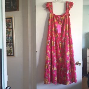 NWT Betsey Johnson Hot Pink Floral Boho Maxi Dress | Medium